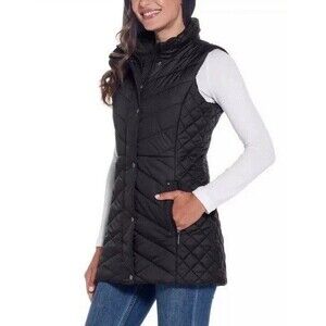 NWT Weatherproof Quilted Vest Jacket Full Zip W/ Zip Pockets Black Large
